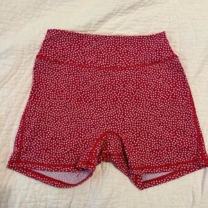 BuffBunny Red and White Bike Shorts with Polka Dots